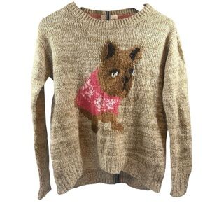 Rewind Beige Sweater with Dog Motif